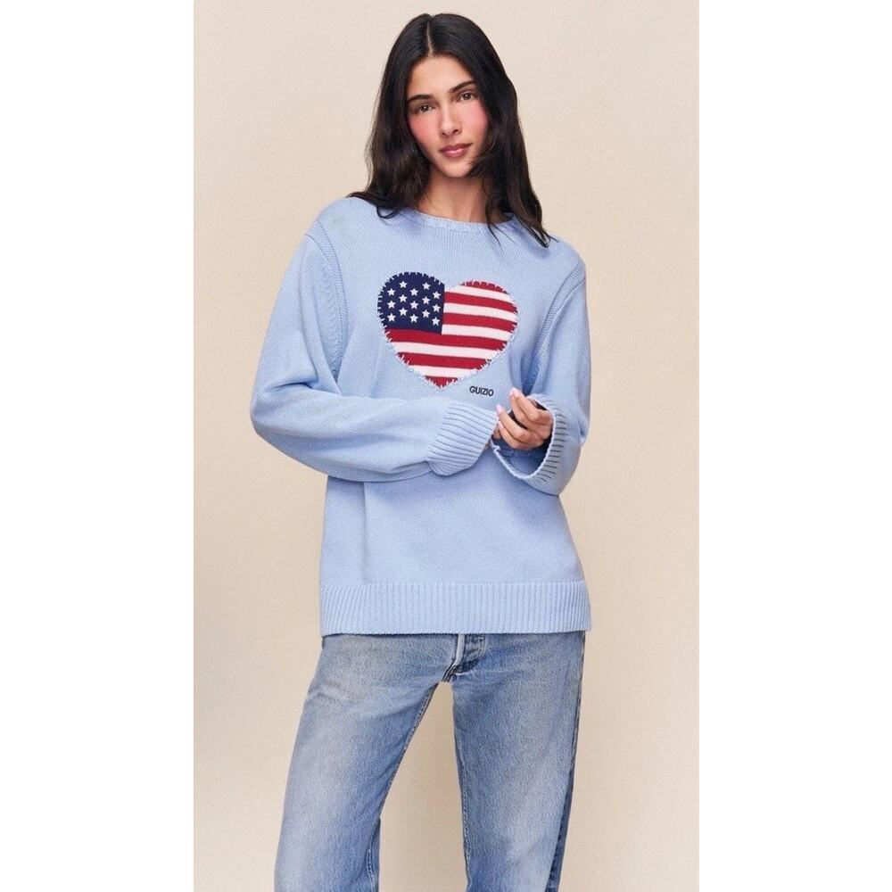 Guizio Americana Love Sweater Blue Oversized Sz Small NWT $188